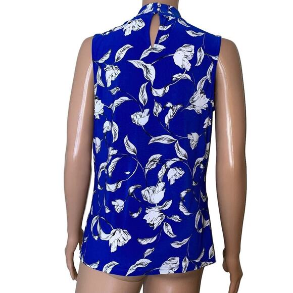 Karl Lagerfeld Paris blue & white keyhole back halter neckline with tie SZ XS - Picture 4 of 9